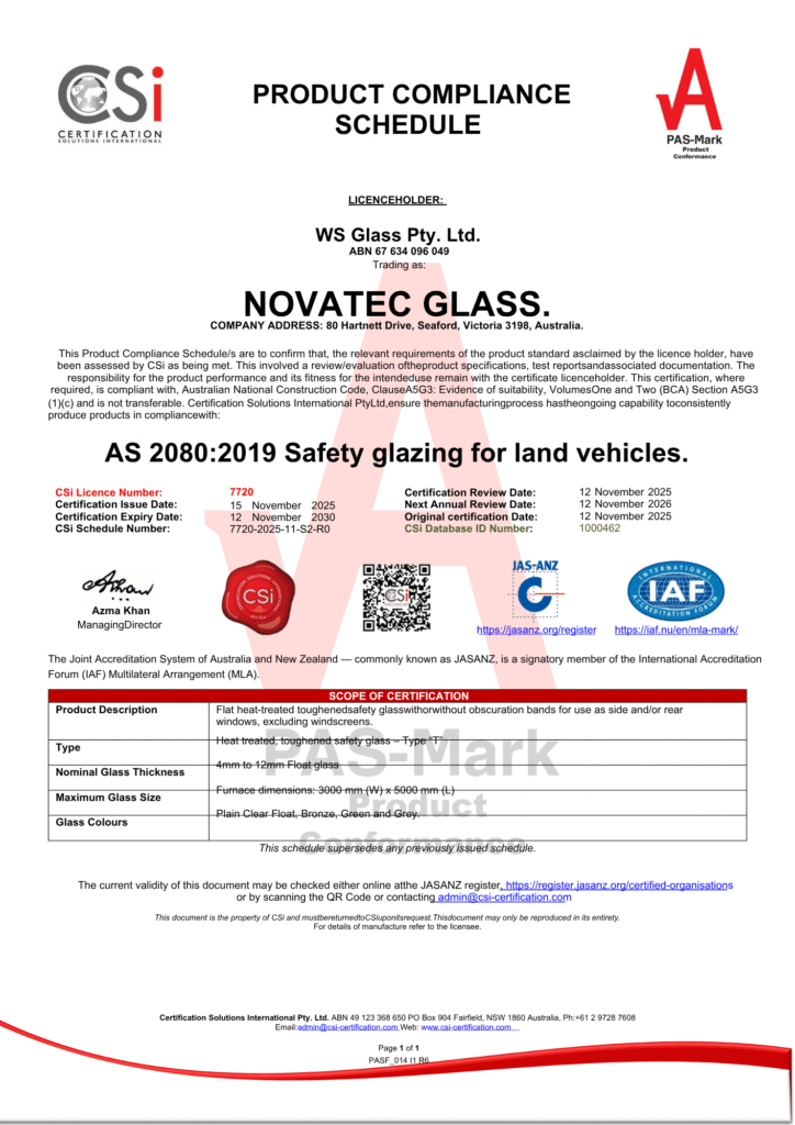novatec glass certificate 4